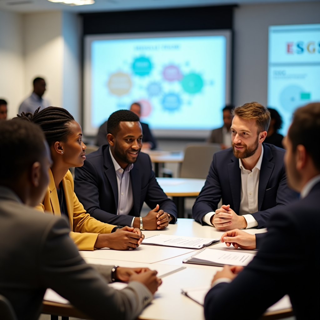 Corporate social responsibility meeting with diverse stakeholders