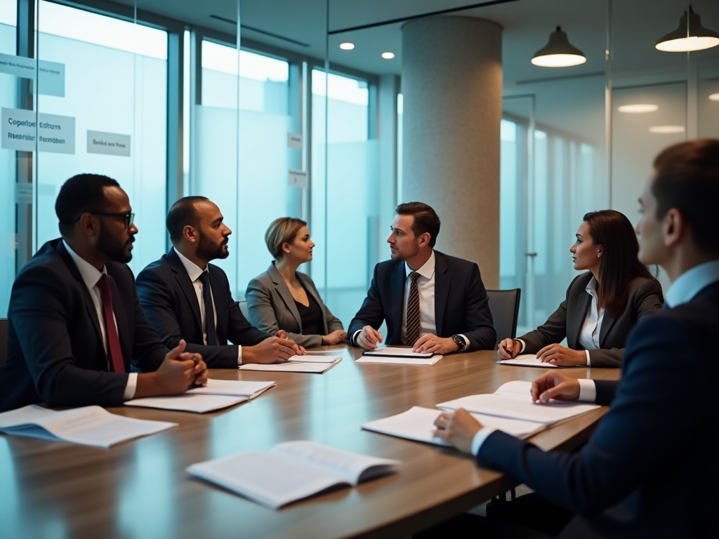 Corporate governance meeting showing transparency and ethical leadership