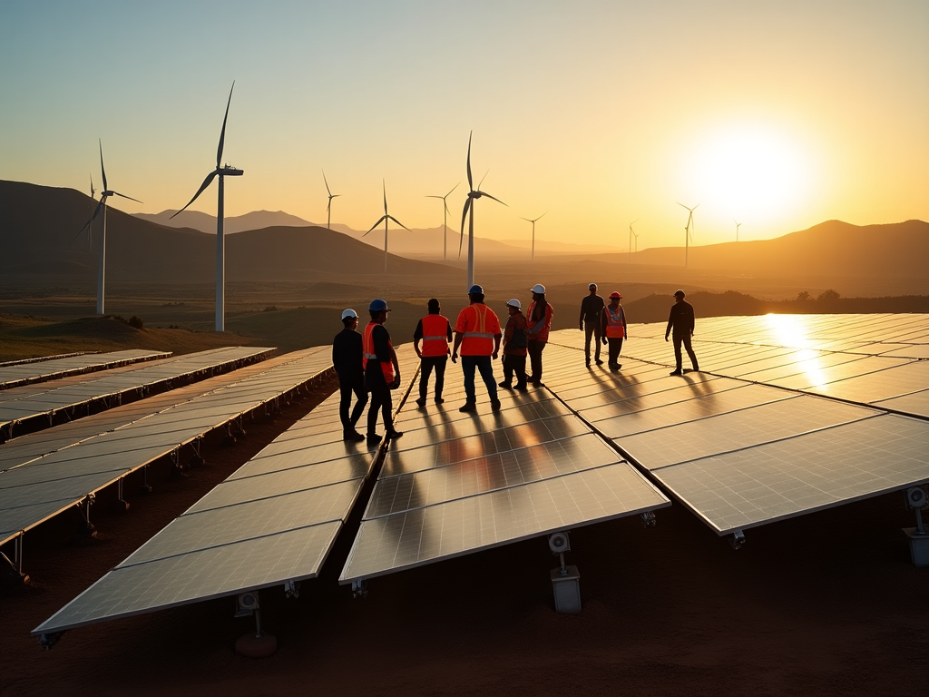 Renewable energy installation with solar panels